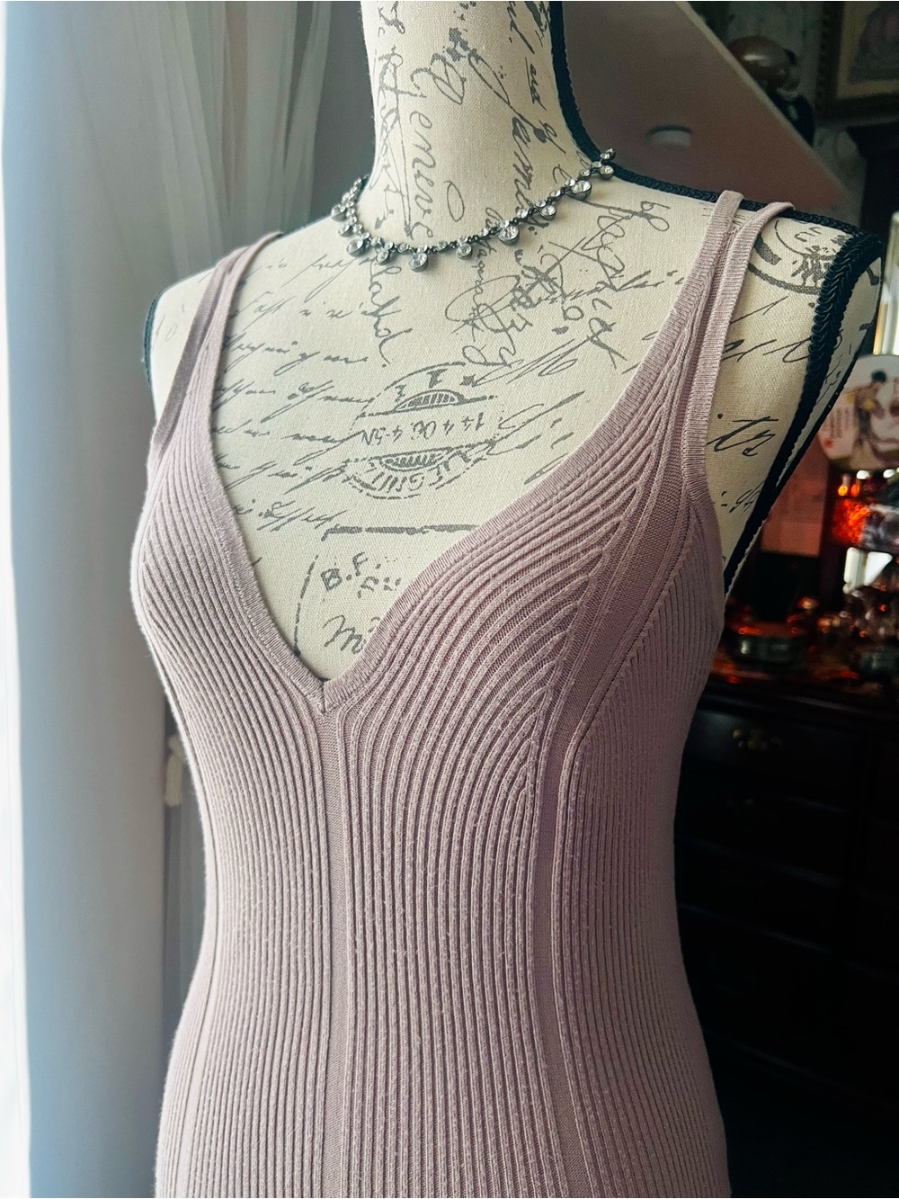 Charlotte Russe dusty mauve ribbed dress